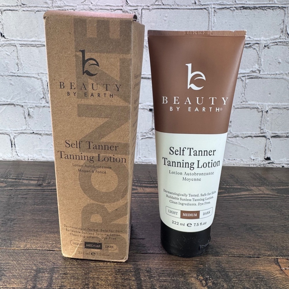 Beauty by Earth Self Tanner Tanning Lotion Medium 7.5oz Sunless Glow Clean Vegan